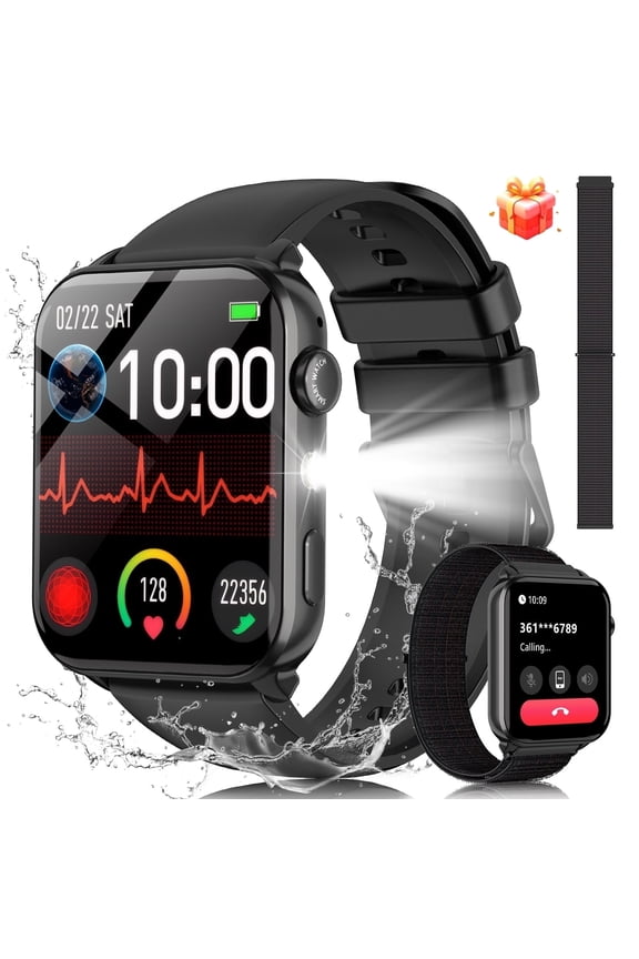 1.91" Smartwatch for Men Women's,100+ Sports Modes/Bluetooth(Answer/Make Calls)/IP68 Waterproof,Smart Watch Fits for Android iPhone,Black