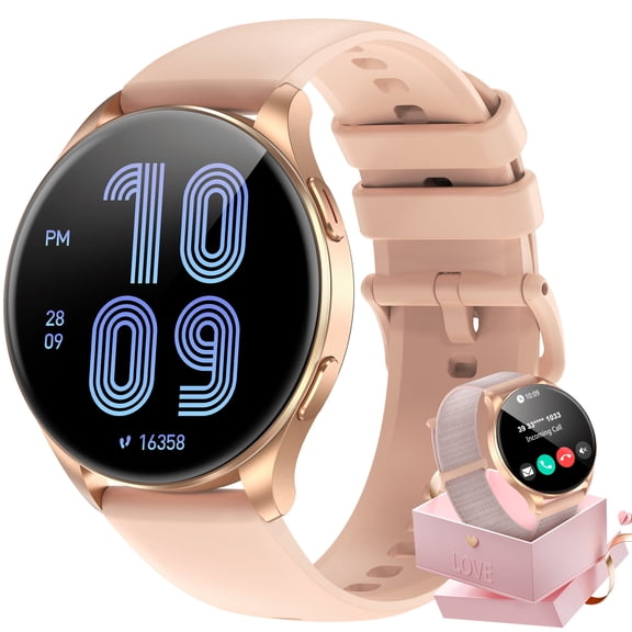 Blackview Smartwatch for Women with 1.43" AMOLED Screen, Bluetooth Calling, 100+ Activity Trackers, Works with iOS & Android Devices (Gold)