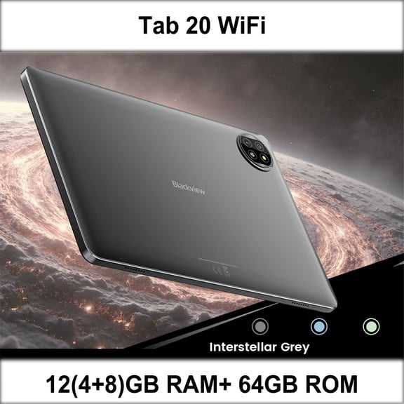Blackview Tab 20 WiFi Tablet 10.1" HD,Android 15 ,4+8GB RAM 64GB ROM, 6600mAh-Grey/Blue/Green