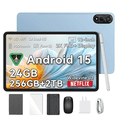 thumbnail image 1 of Blackview Tablet 12 inch 256GB ROM 24GB RAM Octa-core Android 15 Computer Tablets With Keyboard Mouse Case Stylus, Google GMS Widevine L1, Mega 2 BLUE, 1 of 11