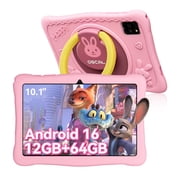 OSCAL KIDO2 Kids Tablet,10.1" HD+ Display with Shockproof Case,12GB RAM+64GB ROM,6600mAh Battery Google Kids Space,Parental Controls,Pink
