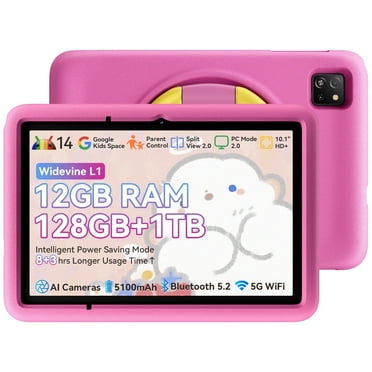 Blackview Tablet for Kids 10 inch with case 12(4+8)GB+128GB Android 14 Educational Tablets, Parent Control Google Kids Space,Tab A6Kids, Pink