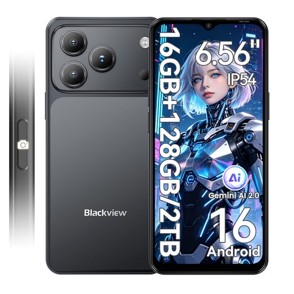 Blackview WAVE 7C Unlocked 4G Android Phone,5000mAh Battery + Deep Power-Saving,16GB(4+12)RAM & 128GB+2TB Expandable,32MP AI Camera & Doke AI 2.0,Android 16,for Daily & Travel,Black