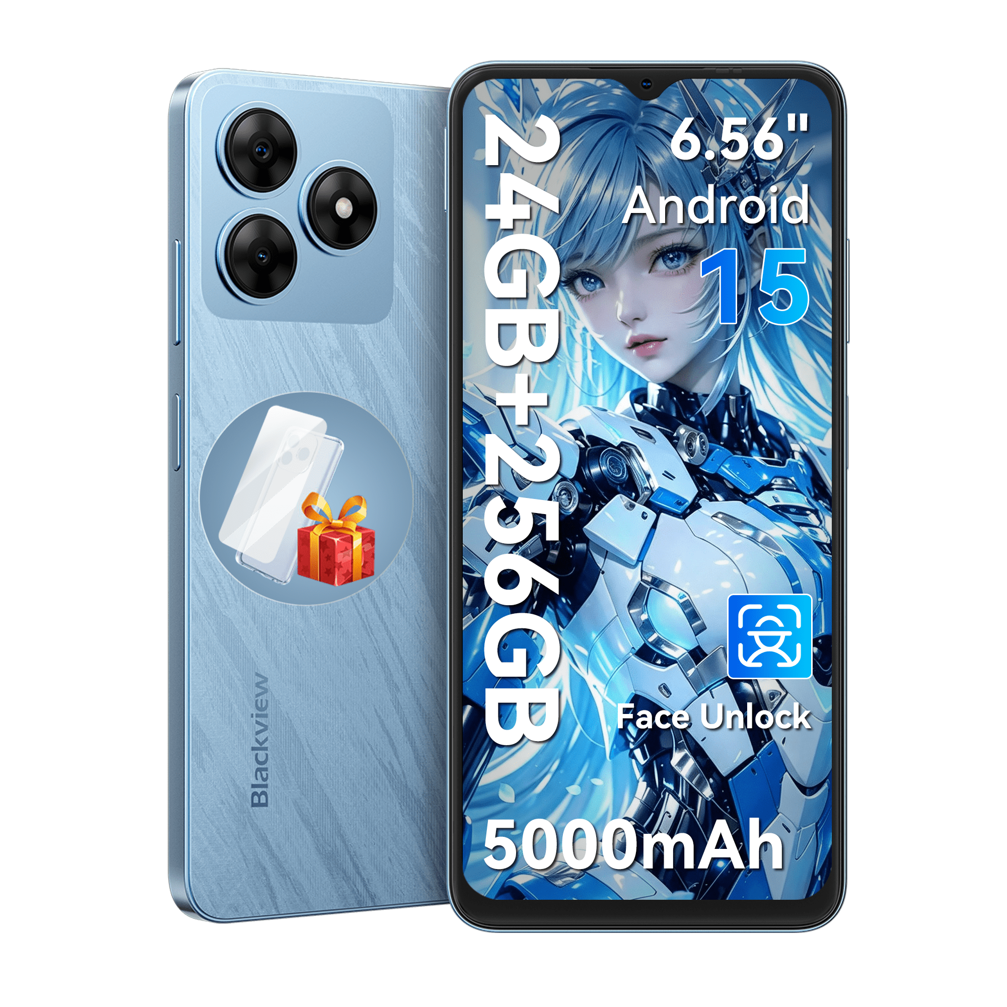 G*w様 Blackview スマートフォン 本体 ライトブルー Blackview WAVE 8 Unlocked Phones, Android 15 Smartphones 24GB+