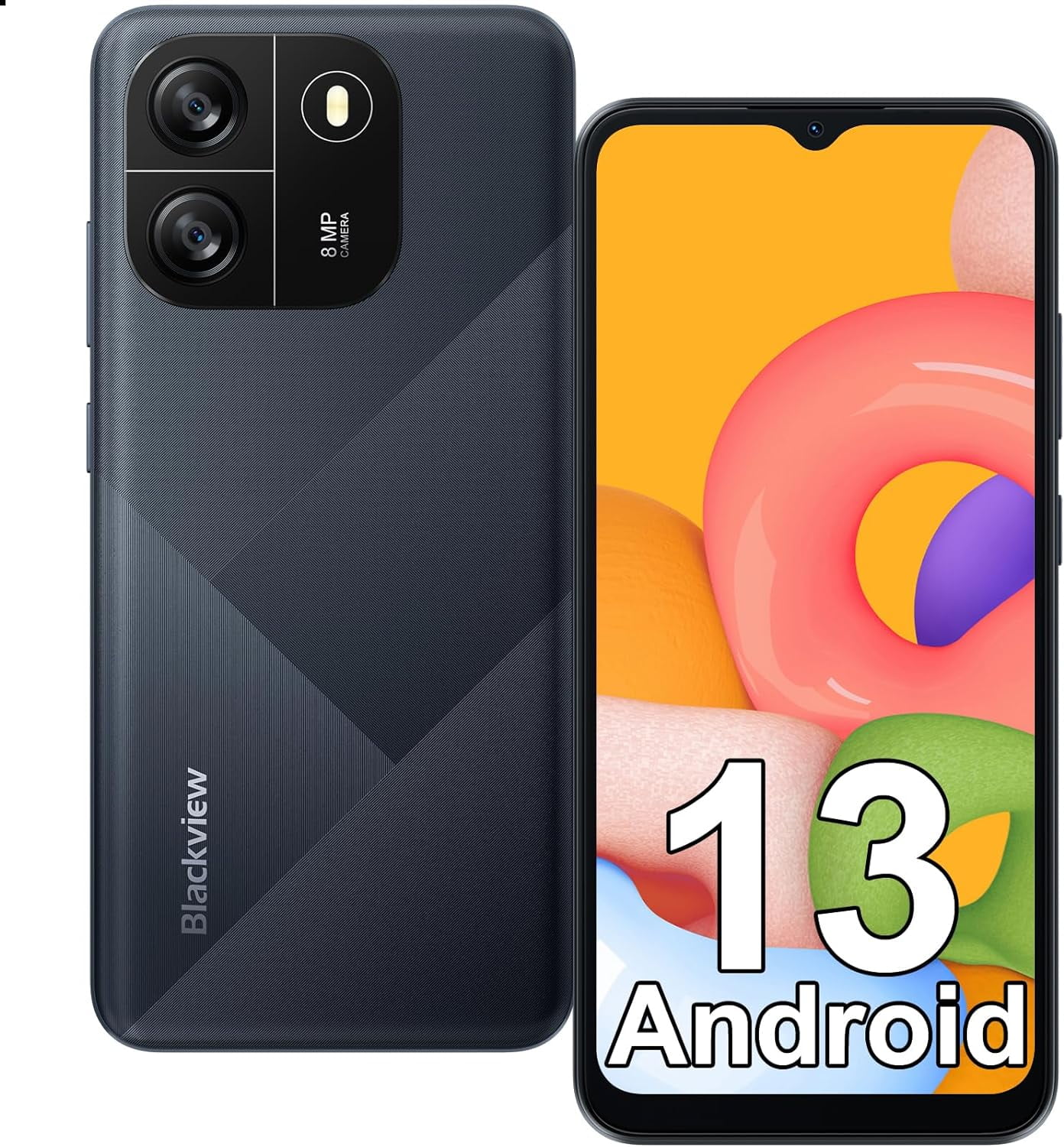 Blackview Wave6C Android Phone 6.5" Android 13 4GB+32GB/1TB 4G Dual Sim Free Unlocked Phone, Black