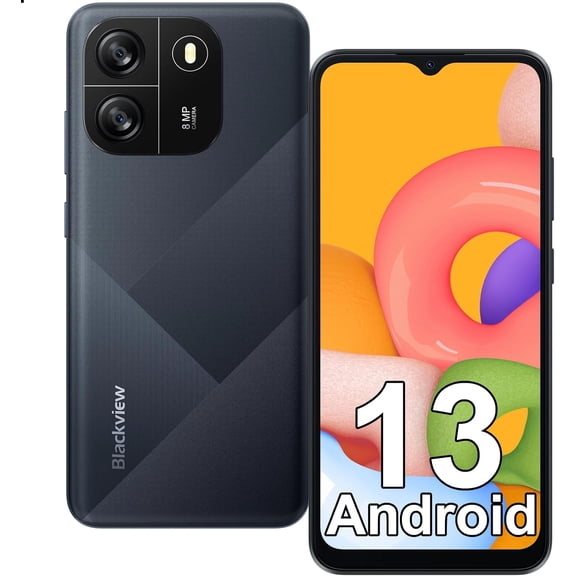 Blackview Wave6C Android Phone 6.5" Android 13 4GB+32GB/1TB 4G Dual Sim Free Unlocked Phone, Black