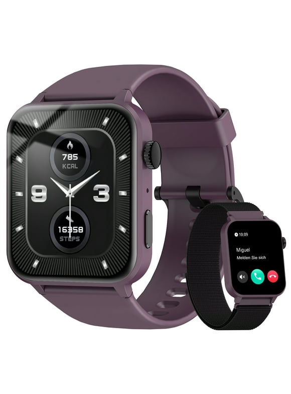 Blackview Women Men Smart Watch, Bluetooth(Answer/Make Calls) 1.83" HD Screen Fitness Watch  for Android and Apple iOS, with AI Voice, IP68 Waterproof, Purple