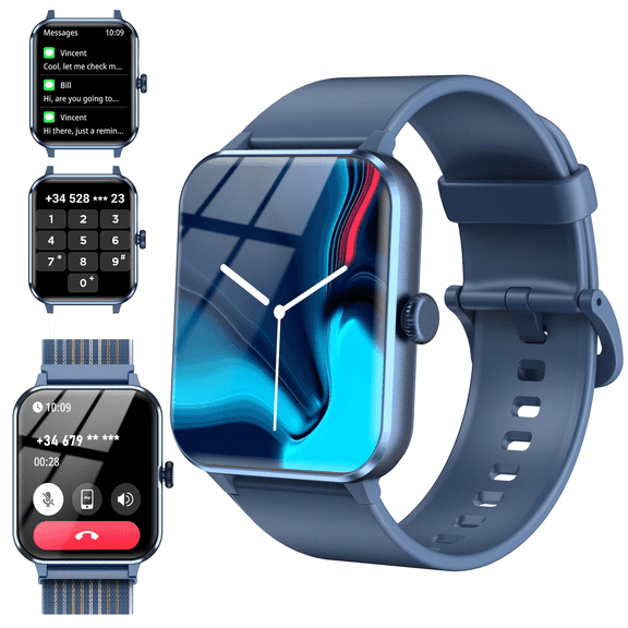 Blackview Women Smartwatch,Bluetooth(Answer/Make Calls)/AI Voice/Waterproof/100  Sports Modes,1.85" Screen Fitness Watch,fits for Android Apple,Blue