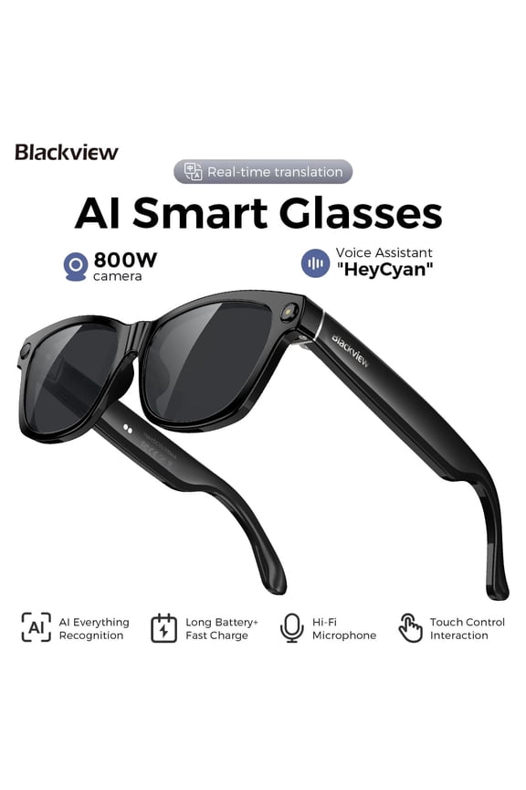 AI Camera Smart Glasses with 1080P HD Recording & Real-Time Translation, Polarized Sunglasses with Voice Assistant for Men & Women