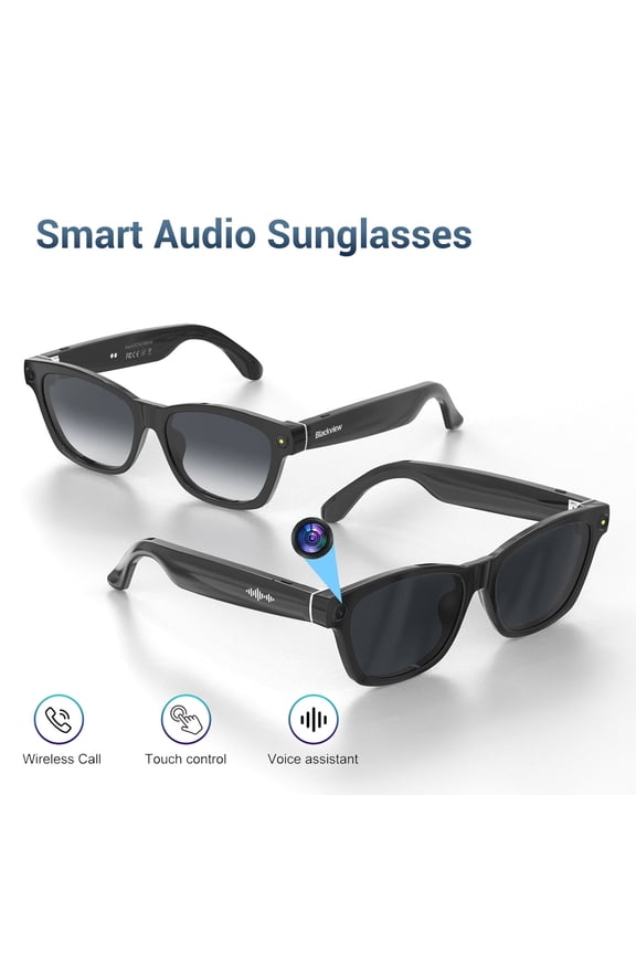 AI Camera Smart Glasses with 1080P HD Recording & Real-Time Translation, Polarized Sunglasses with Voice Assistant for Men & Women