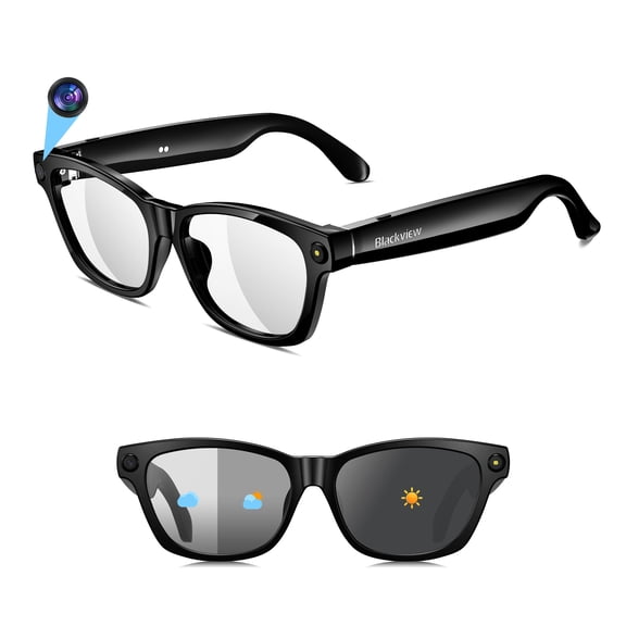 Blackview AI Camera Smart Glasses with 1080P HD Recording & Real-Time Translation, Polarized Sunglasses with Voice Assistant for Men & Women