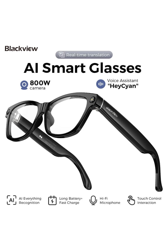 AI Camera Smart Glasses with 1080P HD Recording & Real-Time Translation, Polarized Sunglasses with Voice Assistant for Men & Women