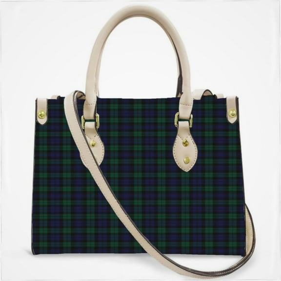 Blackwatch Tartan Modern Cute Blue And Green Plaid Cross Body Bags For Women Small Leather Female Handbags Fashion Top-Handle Totes