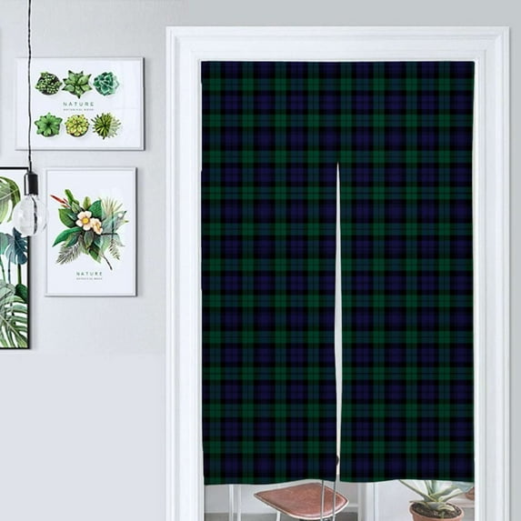 Blackwatch Tartan Modern Cute Blue And Green Plaid Door Curtain Nordic Living Room DoorCurtain Porch Partition Curtain Kitchen Rative Half Curtain