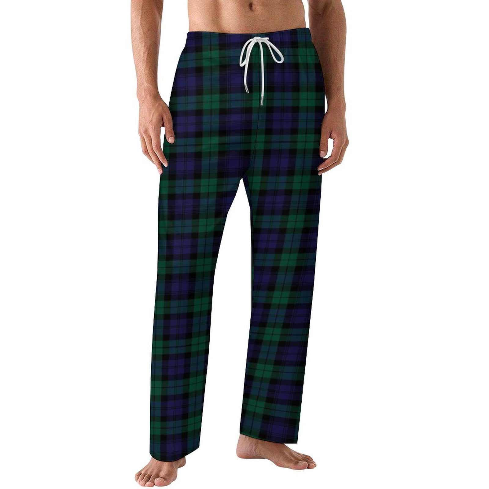 Blackwatch Tartan Modern Cute Blue And Green Plaid Mens Pajamas Pajama ...