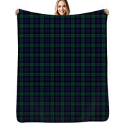 Blackwatch Tartan Modern Cute Blue and Green Plaid Flannel Blanket Warm Soft Bedding Throws Winter Camping Chair Sofa Bed