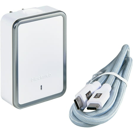 Blackweb 5.4 Amp USB Type-C Wall Charger with USB Type-C Sync & Charge Cable, White