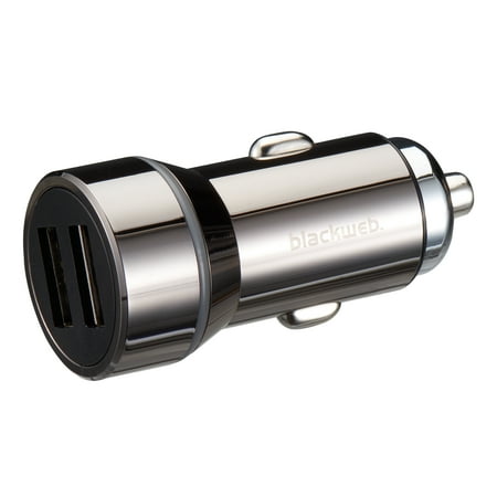 Blackweb Dual Port USB Car Charger with 3' Micro-USB Cable, Black