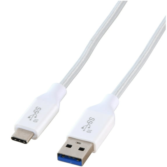 Blackweb Fast Charging 3-Foot USB Type-A to USB Type-C Sync & Charge Double-Braided Cable, White