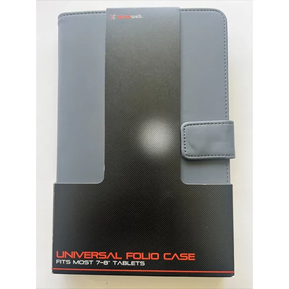 Blackweb Universal Tablet Folio Case For 7-8" Tablets-Gray. New In Box Free Ship