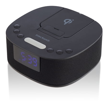 Blackweb Wireless Charging Analog Clock, Radio and Bluetooth, Black, 1.39 lbs