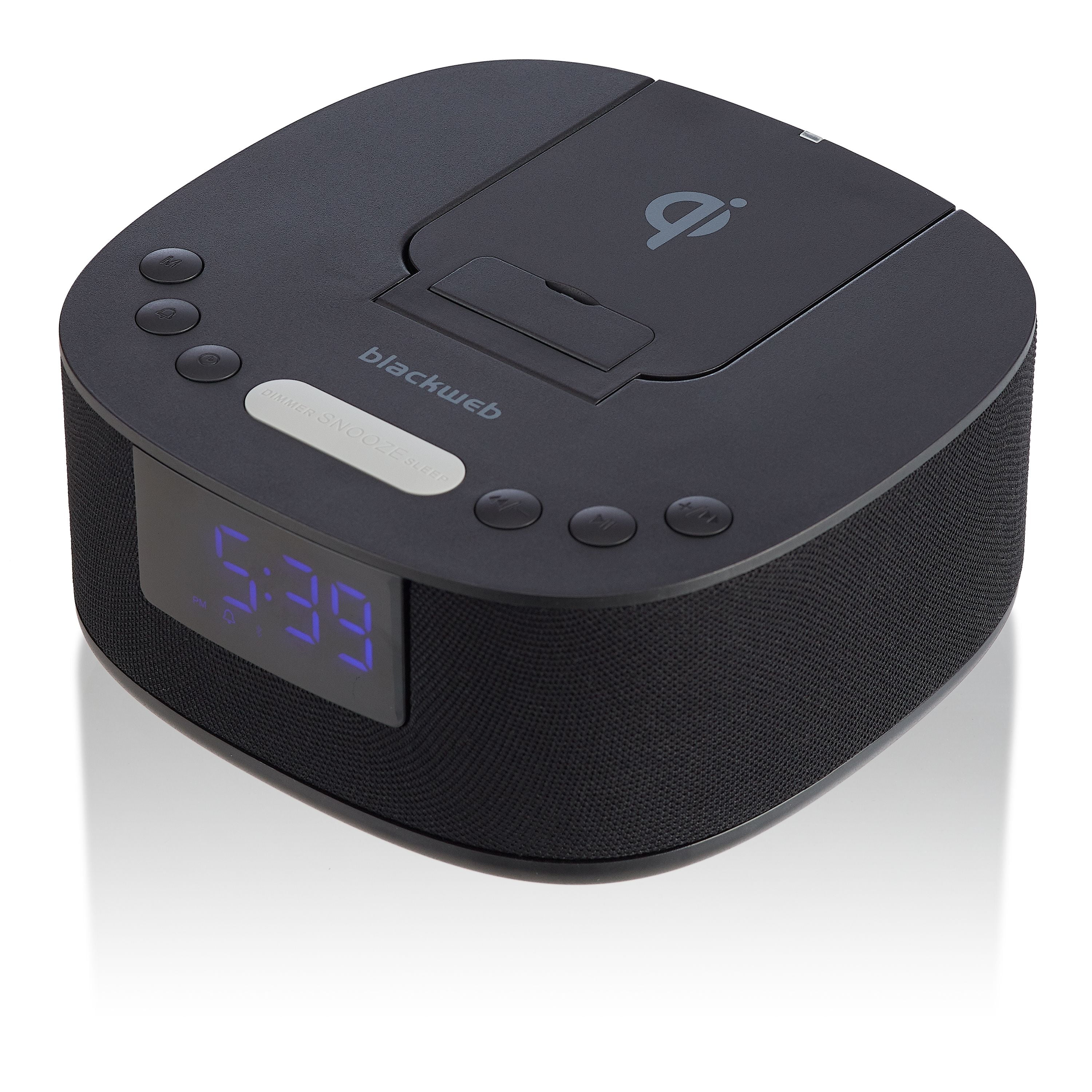 Blackweb Wireless Charging Clock Radio with Bluetooth Speaker