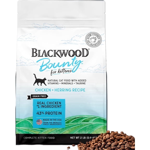 Blackwood Bounty Grain-Free Chicken & Herring Recipe Dry Cat Food for Kittens, 2 lb Bag