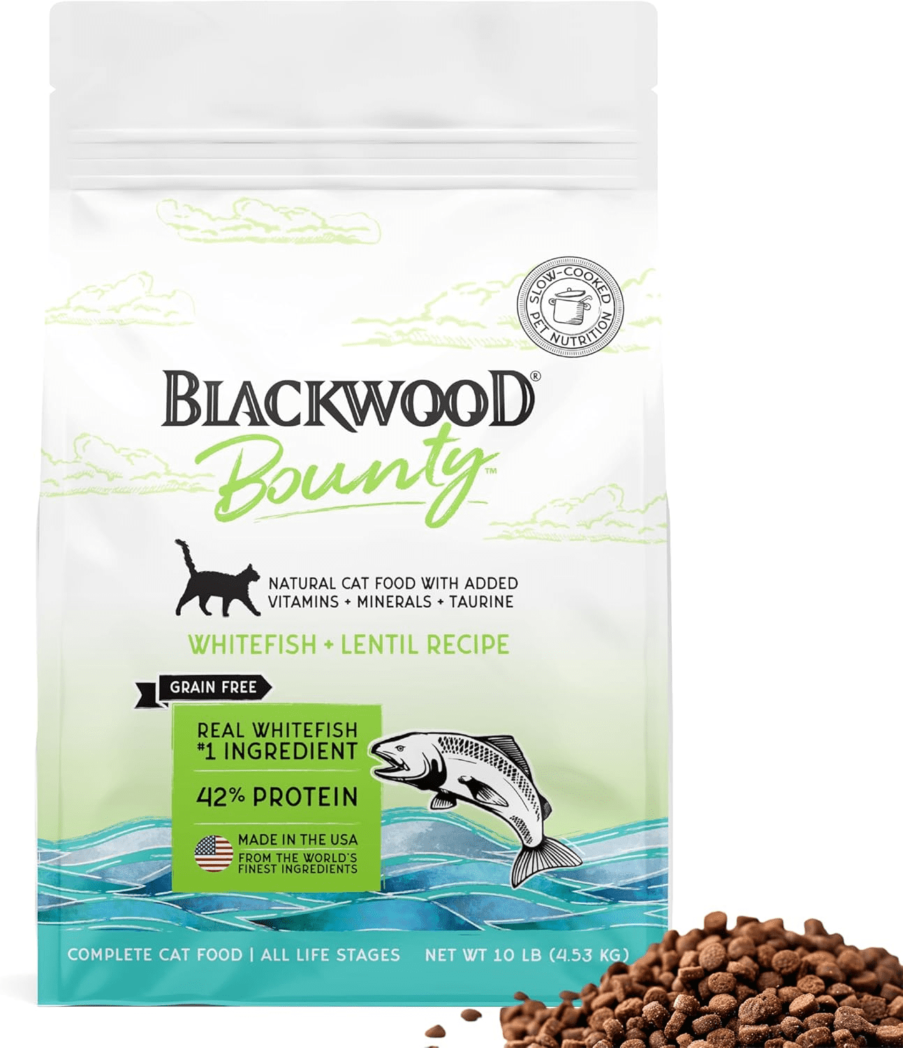 Blackwood Bounty Grain-Free Whitefish & Lentil Recipe All Life Stages Dry Cat Food 10 lb. Bag