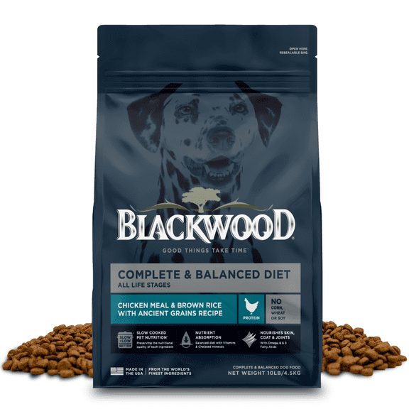 Blackwood Complete & Balanced Diet Chicken Meal & Brown Rice with Ancient Grains Recipe Dry Dog Food, 10 lb Bag