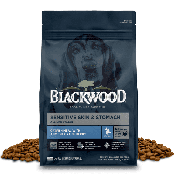Blackwood Dry Dog Food Sensitive Skin & Stomach Catfish Meal with Ancient Grains 10 lb.