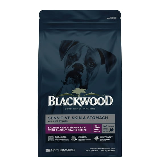 Blackwood Dry Dog Food Sensitive Skin & Stomach Salmon Meal with Ancient Grains 24 lb.