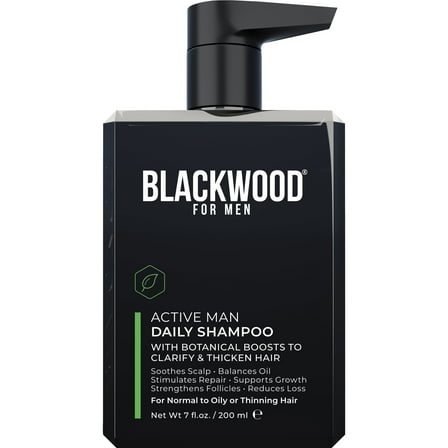 Blackwood For Men Active Man Daily Shampoo | Natural Thickening for Normal & Oily Hair & Scalp, 7oz