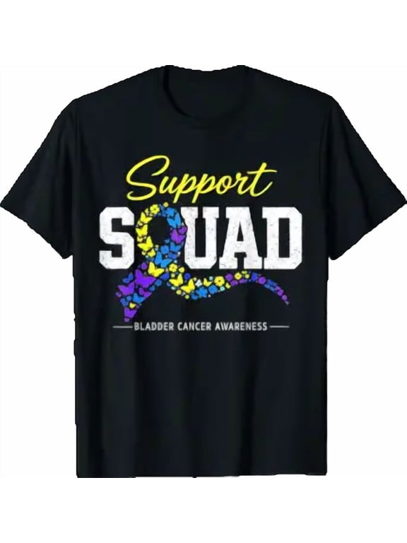 Bladder Cancer Awareness Family Support Squad Ribbon T-Shirt
