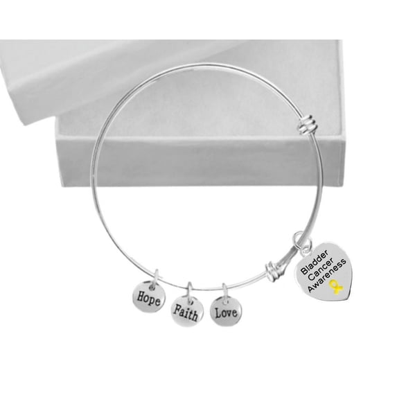Bladder Cancer Awareness Heart Retractable Charm Bracelets