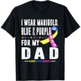 thumbnail image 1 of Bladder Cancer Awareness Marigold Blue Purple Dad Warrior T-Shirt, 1 of 4