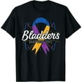 thumbnail image 1 of Bladder Cancer Awareness Purple Blue And Yellow Ribbon Gift T-Shirt, 1 of 3