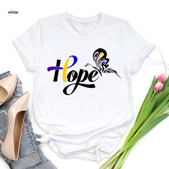 Bladder Cancer Awareness T-Shirt, Cancer Survivor Hope Shirt, Bladder Cancer Support T-Shirt, Cancer Awareness Tee, Bladder Cancer Ribbon, Full Size S-5XL