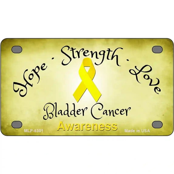 Bladder Cancer Ribbon Novelty Metal License Plate 4" x 2.2" Mini