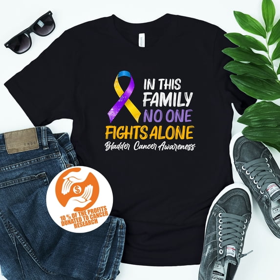 Bladder Cancer Support T-shirt - Purple Gold Ribbon May Awareness Month ...