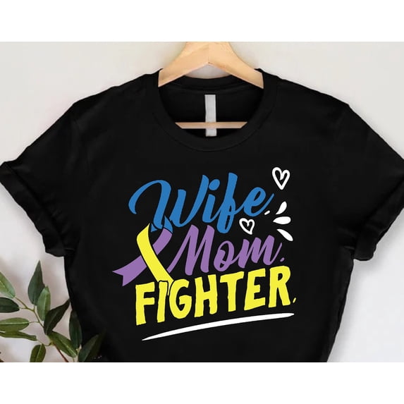 Bladder Cancer Wife Mom Fighter Tshirt Cancer Awareness Shirt Bladder ...