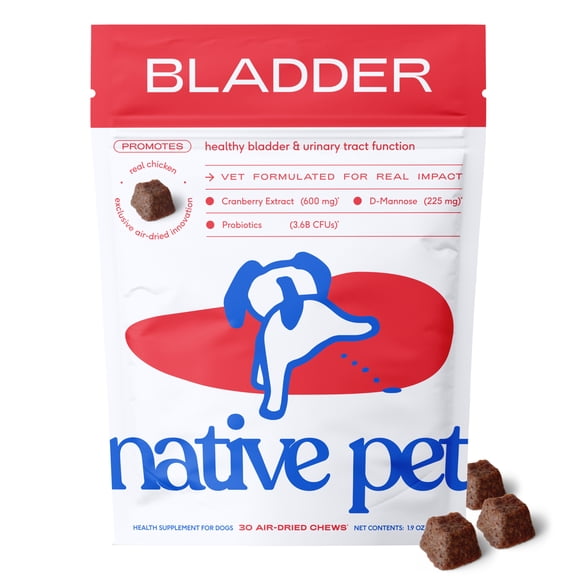Native Pet Bladder Chews for Dogs, Urinary & Bladder Support with Cranberry for UTI and Kidney Health, 30ct