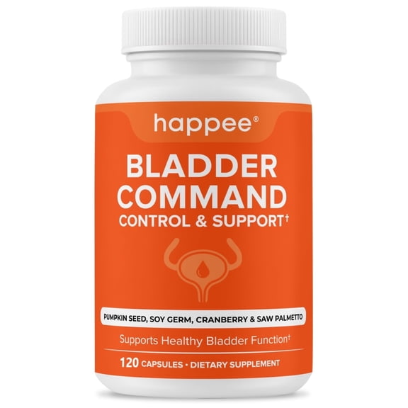 Happee Bladder Control Pills 120 Count - Bladder Control Supplement with Pumpkin Seed Extract, Cranberry & Herbal Blend