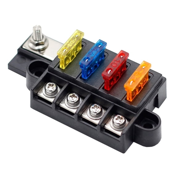 Blade Fuse Box for Automotive Boat Marine 4 Way 12-32V Circuit Block with Cover