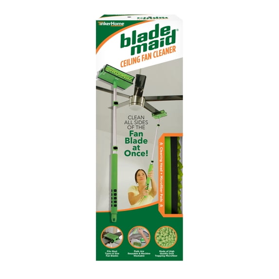 Blade Maid Ceiling Fan Cleaner and Duster with Microfiber Pads, Extends up to 36", Green