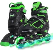 Blade Roller Skates for Boys Girls with Light Up Wheel,Adjustable Inline Skates for Kids Ages 6-12 Outdoor & Indoor Green
