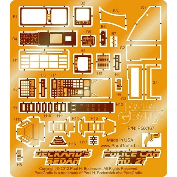 Blade Runner - Deckard's Sedan/Police Car No. 27 Photoetch Set - PGX167