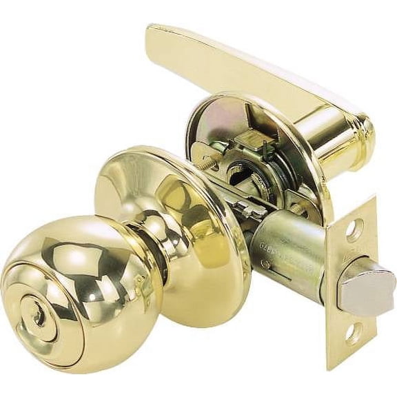 Blade Style Lever Handle Entry Front Door Knob Leverset Lockset, Polished Brass per 2 Each