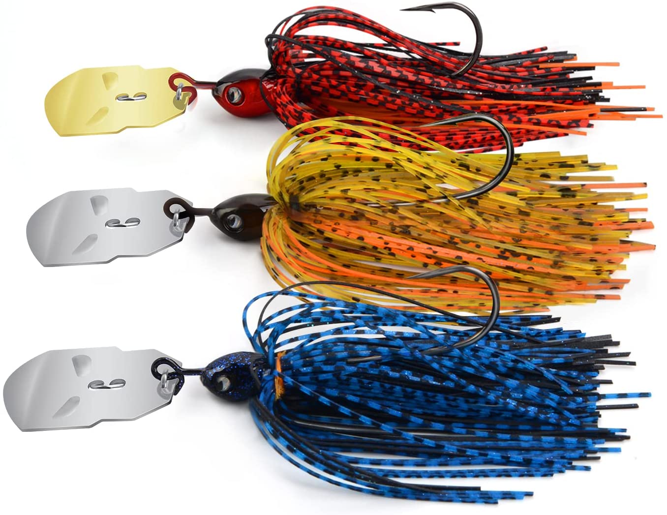 Bladed Jig Fishing Lures, 5 pc Multi-Color Kits, Irresistible Vibrating Action, Sticky-Sharp Heavy-Wire Needle Point Hooks, Popular 1/2 oz Sizes, Includes Storage Box