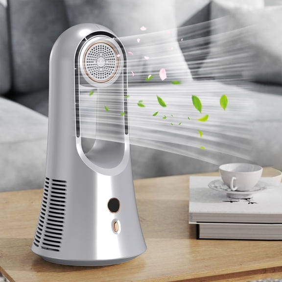 Bladeless Air Conditioning Fan/Table Fan With Aroma Diffuser Bedside Table Fan And 6 Adjustable Fan Speeds Office Fan Small, Quiet, Easy To Clean, Desk Fans Ideal For, Living Room, Bedroom