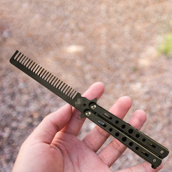 Bladeless Butterfly Practice Comb, Stainless Steel Folding Training Comb for Beginners, Novelty Swing Comb Toy for Kids Adults, Safe No Edge Design, A, 8.66 Inch
